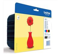 Brother LC121VALBP Cartucce InkJet Originali Capacità Standard, fino a 300 Pagine, per Stampanti DCPJ132W, DCPJ152W, DCPJ552W, MFCJ245, MFCJ470DW, MFCJ650DW, MultiPack, Nero/Ciano/Magenta/Giallo