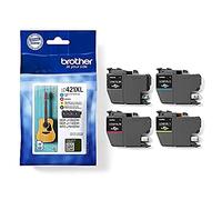 Brother LC421XLVAL Cartucce InkJet Originali, Alta Capacità, fino a 500 Pagine, per Stampanti DCPJ1050W / MFCJ1010DW. MultiPack, Nero/Ciano/Magenta/Giallo
