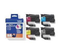 Brother LC521VAL | Kit da 4 Cartucce ink | Include colori Nero, Ciano, Magenta e Giallo | da 500 pagine | per stampanti DCPJ1260W / DCPJ1310DW / DCPJ1313DW / DCPJ1360DW / DCPJ1460DW