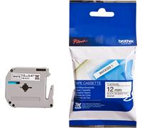 Brother Labelling Tape - 12mm, Black/White, Blister nastro per etichettatrice M