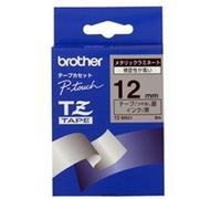 Brother Matt Laminated Labelling Tape - 12mm, Black/Silver TZ Nastro per etichettatrice