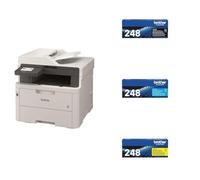 Brother MFCL3760CDW Multifunzione LED a Colori, 26 ppm Kit toner 4 colori TN248BK/C/M/Y fino a 1.000 pag. cad.