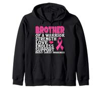 Brother of a Warrior Breast Cancer Awareness Support Gifts Felpa con Cappuccio