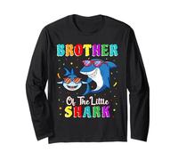 Brother of The Little Shark Little Brother Shark Birthday Maglia a Manica
