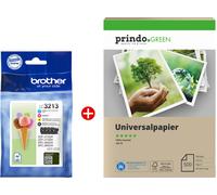 Brother + Prindo Green Recyclingpapier 500 Blatt Value Pack nero / ciano / magenta / giallo Originale LC3213 MCVP