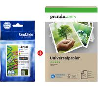 Brother + Prindo Green Recyclingpapier 500 Blatt Value Pack nero / ciano / magenta / giallo Originale LC422XL MCVP