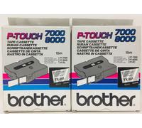 BROTHER TX-141 NASTRO LAMINATO NERO SU BIANCO 18mmX15mt P-TOUCH 7000/8000 X 2 PZ