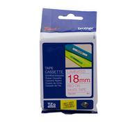 BROTHER TZE-242 TZE242 18mm 8mt NASTRO ORIGINALE rosso su bianco LAMINATO