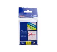 BROTHER TZE-252 NASTRO ORIGINALE 24mm 8 Metri Rosso su Bianco Laminato P-Touch