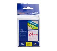 BROTHER TZE-252 TZE252 24mm 8mt NASTRO ORIGINALE rosso su bianco LAMINATO