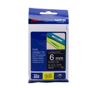 BROTHER TZE-315 TZE315 6mm 8mt NASTRO ORIGINALE bianco su nero LAMINATO