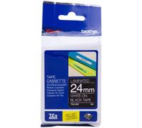 BROTHER TZE-355 TZE355 24mm 8mt NASTRO ORIGINALE Bianco su Nero LAMINATO