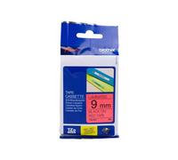 BROTHER TZE-421 NASTRO ORIGINALE 9mm 8 Metri Nero su Rosso Lamina P-Touch
