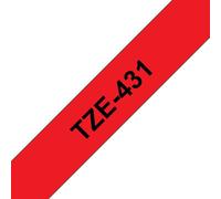 Brother TZE-431 nastro per etichettatrice Nero su rosso NEW