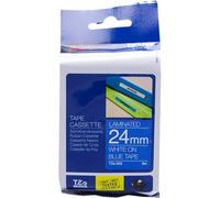 BROTHER TZE-555 TZE555 24mm 8mt NASTRO ORIGINALE bianco su blu LAMINATO