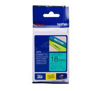 BROTHER TZE-741 TZE741 18mm 8mt NASTRO ORIGINALE nero su verde LAMINATO