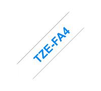 Brother TZe-FA4 Textil-Aufbügelband blau auf white 18 mm x 3 m TZEFA4