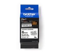 Brother TZe-S211 Labelling Tape Cassette, Black on White, 6mm (W) x 8M (L), Stro