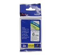 Brother TZE211 Nastro Laminato, 6 mm, Nero/Bianco
