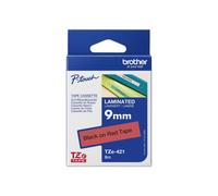 Brother TZE421 8 m 1 pz 9 mm Gloss Black on Red