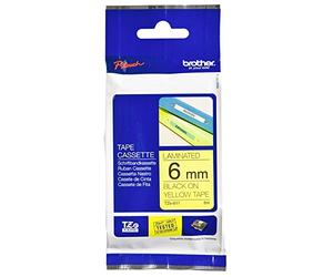 Brother TZE611 Nastro Laminato, 6 mm, Nero/Giallo