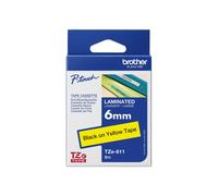 Brother TZE611 TZ Giallo 8 m 6 mm Black on Yellow Laminated