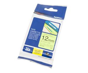 Brother TZEC31, Nastro Laminato, 12 mm x 8 metri | Colore Nero su Sfondo Fluorescente Giallo. Per etichettatrici serie P-Touch
