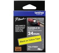 Brother TZ-FX651 / TZe-FX651 Pro Tape, 24mm x 8m, testo nera/nastro giallo, nastro originale