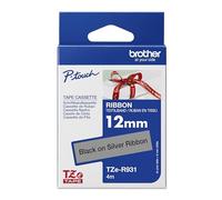 Brother Nastro in tessuto TZe-R931 Nero su argento 12 mm x 4 m Originale