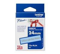 Brother TZERL54 Nastro in tessuto TZE sfondo azzurro e scritta oro da 24MM x 4m di lunghezza