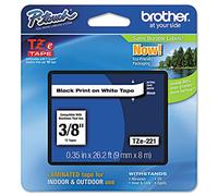 Brother TZES221 Nastro Laminato con adesivo resistente da 9 mm (8 m) Nero/Bianco