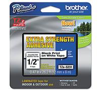 Brother TZES231 Nastro Laminato con adesivo rinforzato, 12 mm, Nero/Bianco