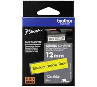 Brother TZES631 Nastro Laminato con Adesivo Rinforzato, 12 mm, Nero/Giallo