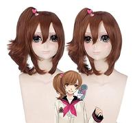 Brothers Conflict Ema Asahina Hinata Parrucca Cosplay Capelli Lunghi Castani Sintetici Con Clip Sulla Coda Di Cavallo Parrucche Cosplay Ema + Berretto Parrucca Ema Asahina Ema Asahina Parrucca 257