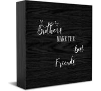 Brothers Make The Best Friends cartello decorativo divertente scatola di legno ufficio cartello casa ufficio arredamento rustico casa quadrata scrivania segno decorativo per mensola 12,7 x 12,7 cm