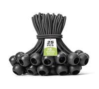 Brotree Elastici con Sfera per Teloni 25 Pezzi Corda Elastica 15 cm Corde Elastiche con Sfera - Nero Cavo Elastico Tenditore Elastico Elastici Fissaggio