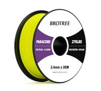 Brotree Paracord 2,4 mm 275lb Corda Nylon 30M 4 Fili Bobina Corda Sopravvivenza - 125 kg Carico di Rottura (Neon Giallo)