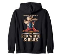 Brought To You Courtesy of The Red White Blue Cowboy Western Felpa con Cappuccio