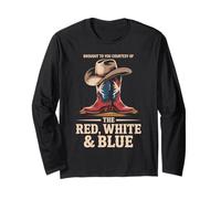 Brought To You Courtesy of The Red White Blue Cowboy Western Maglia a Manica