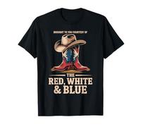 Brought To You Courtesy of The Red White Blue Cowboy Western Maglietta