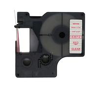 BROVACS 1 confezione di nastro adesivo rosso su trasparente compatibile per DYMO D1 43612 6 mm OPA2012