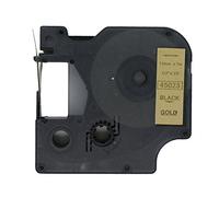 BROVACS 1 confezione di nastro per etichette nero su oro compatibile con DYMO D1 45023, 12 mm 1/2" OPA2223