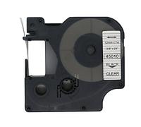 BROVACS 1 confezione di nastro per etichette nero su trasparente compatibile con DYMO D1 45010 12mm 1/2" OPA2210
