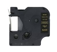 BROVACS 1 confezione di nastro per etichette oro su nero compatibile per DYMO D1 45024, 12 mm 1/2" OPA2224
