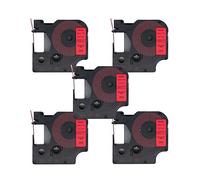 BROVACS Confezione da 5 nastri per etichette nero su rosso, compatibili con DYMO D1 45017 12 mm 1/2" OPA2217x5