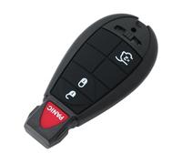 BROVACS Guscio di ricambio + inserto di emergenza vuoto non tagliato compatibile con Chrysler Jeep 4 pulsanti Smart Keyless Entry Remote Key Case Fob 3 BTN + Panic PG753C