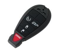 BROVACS Guscio di ricambio + inserto di emergenza vuoto non tagliato compatibile con Dodge Jeep 5 pulsanti Smart Keyless Entry Remote Key Case Fob 4 BTN + Panic PG753G