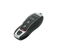 BROVACS Guscio di ricambio + inserto di emergenza vuoto non tagliato compatibile con PORSCHE Macan Boxster Cayenne 4 pulsanti Smart Keyless Entry Remote Key Case Fob PG923B