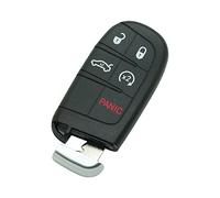 BROVACS - Guscio di ricambio per chiave + chiave di emergenza vuota, compatibile con DODGE CHRYSLER JEEP a 5 pulsanti Smart Keyless Entry Remote Key Case Fob 4 BTN + Panic PG756F