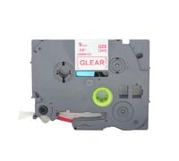 BROVACS Nastro laminato rosso su trasparente, compatibile con stampanti Brother P-Touch TZ 122 TZe 122 9 mm 3/8" OPA4122
